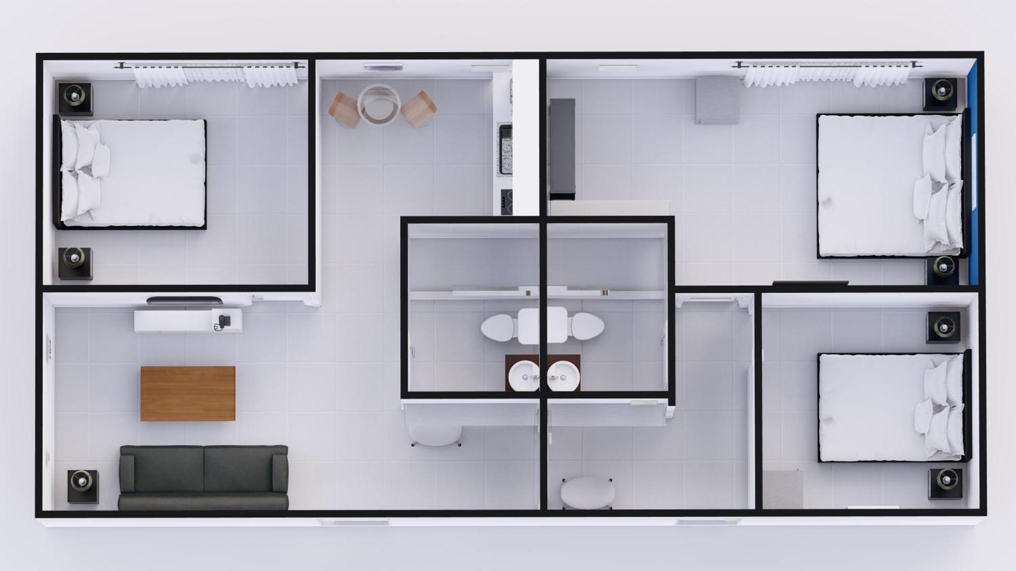 Suite com 3 Quartos, 2 Casas de Banho e Cozinha