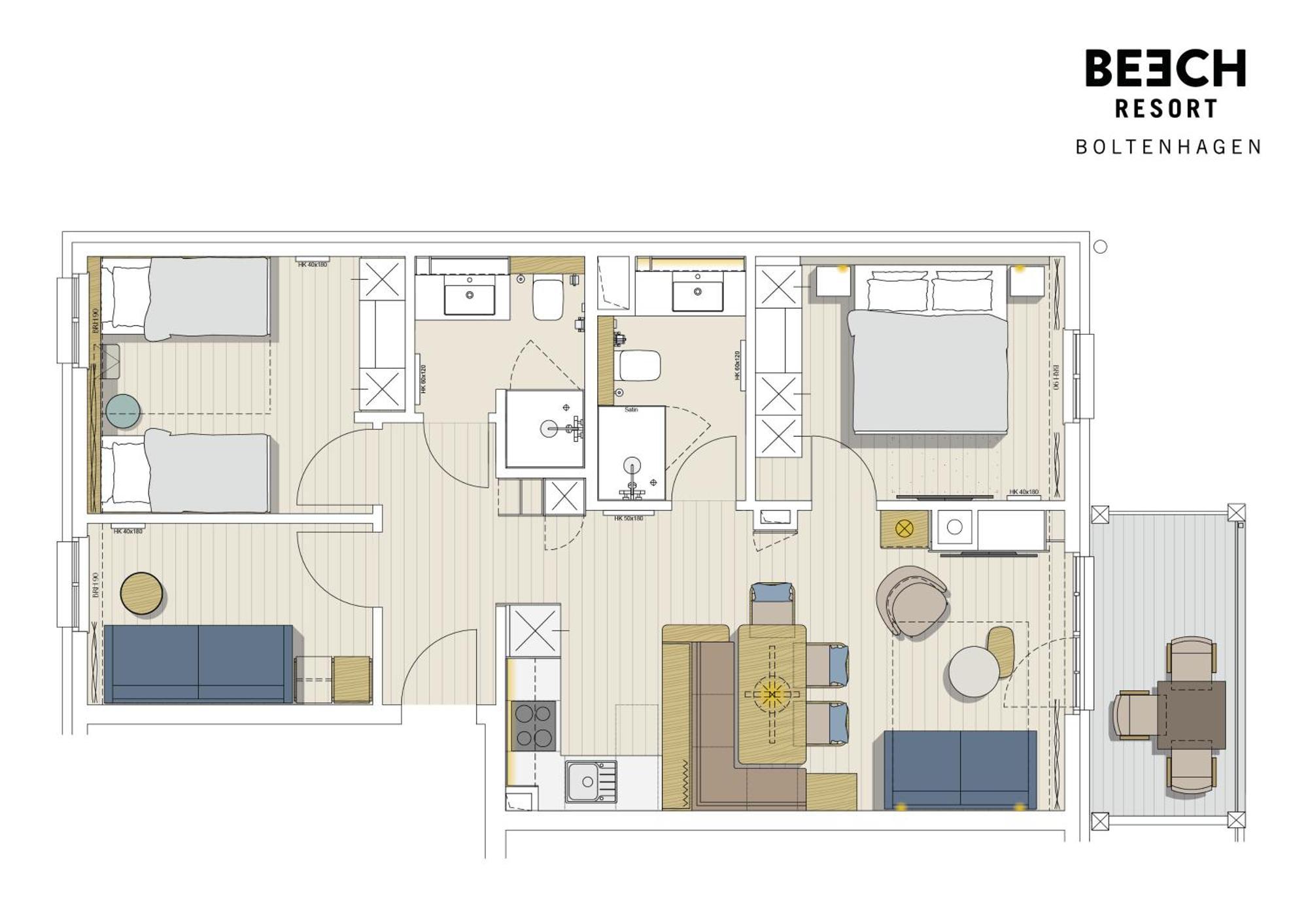 Familien-Apartment mit 3 Schlafzimmern