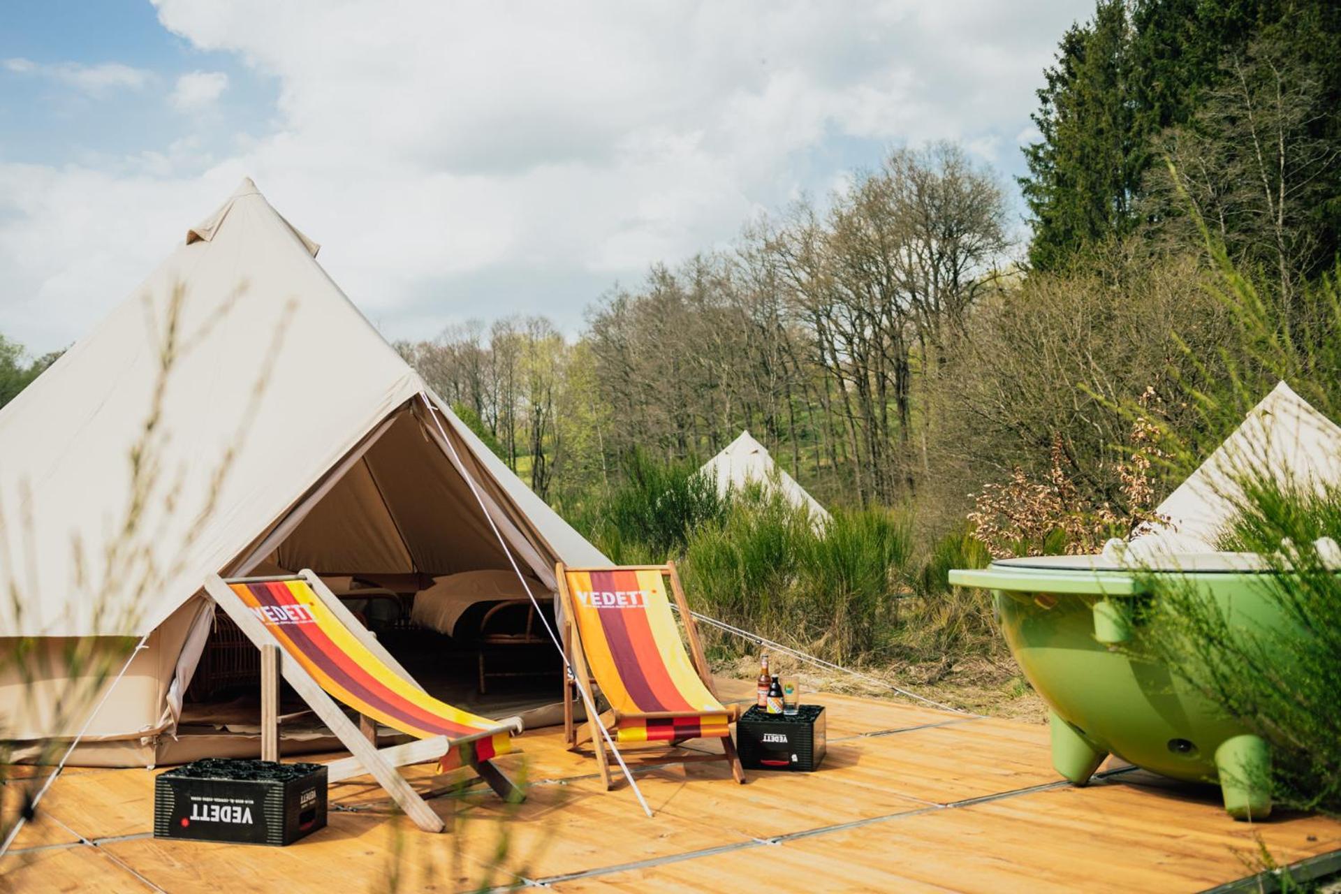 Glamping tent hottub swim