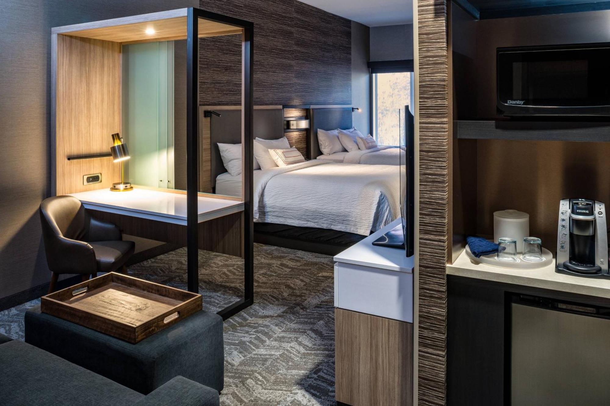 Queen Suite Two Queen Beds Roll Shower Trundle Sofa Mobility Access or Hearing Accessible