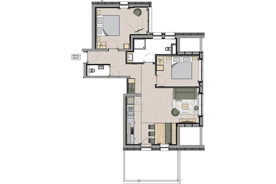 Two-Bedroom Apartment Balcony