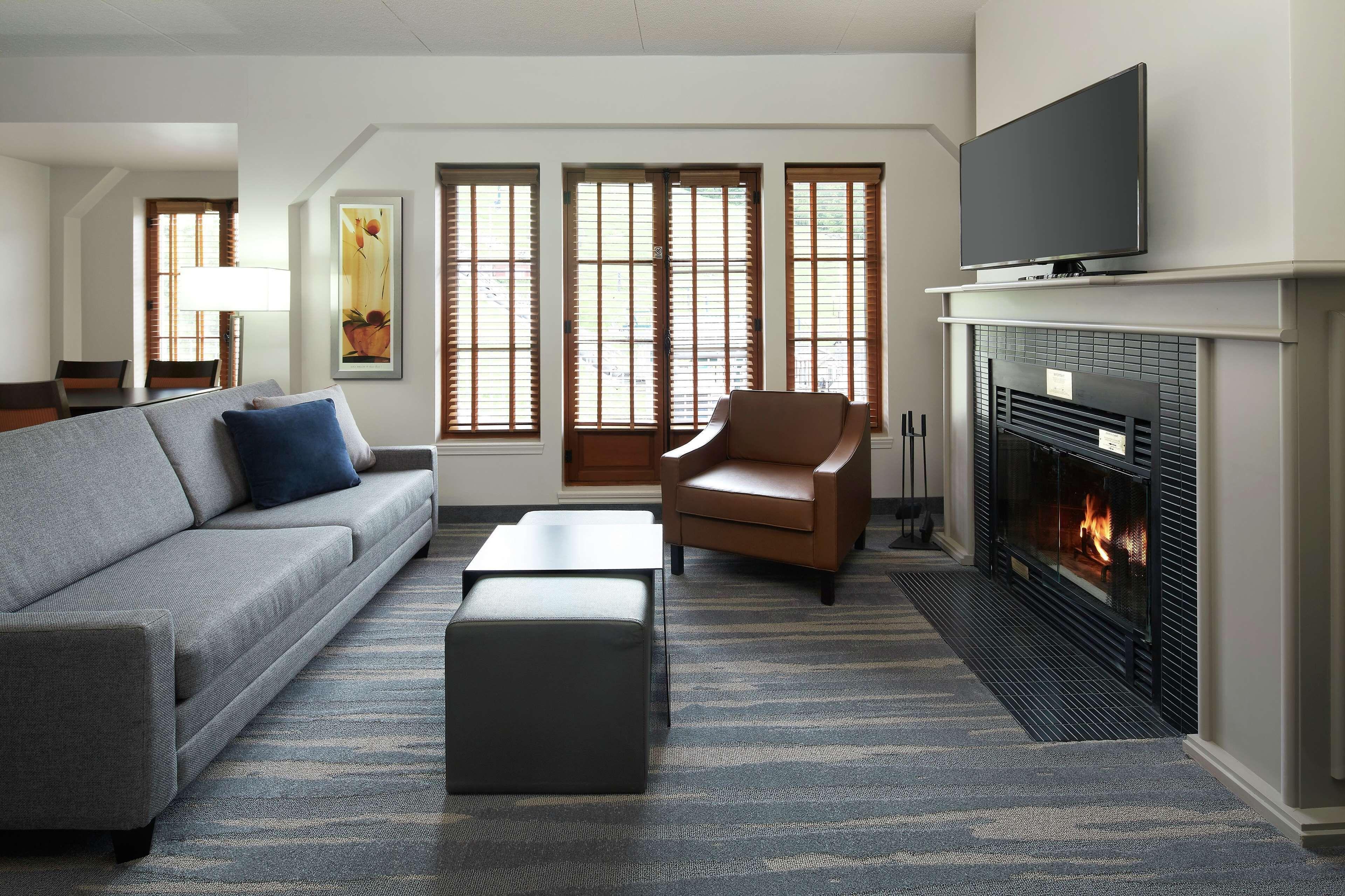 Murphy-Style Queen Bed Studio fireplace