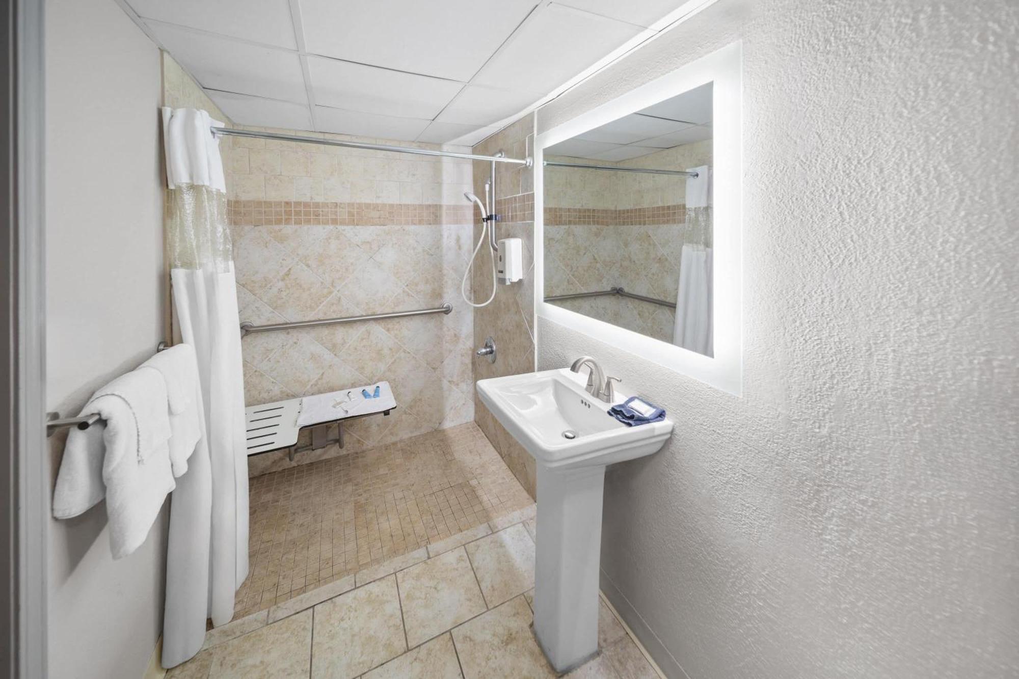 Room Two Queen Beds Mobility or Hearing Access Roll Shower Non-Smoking
